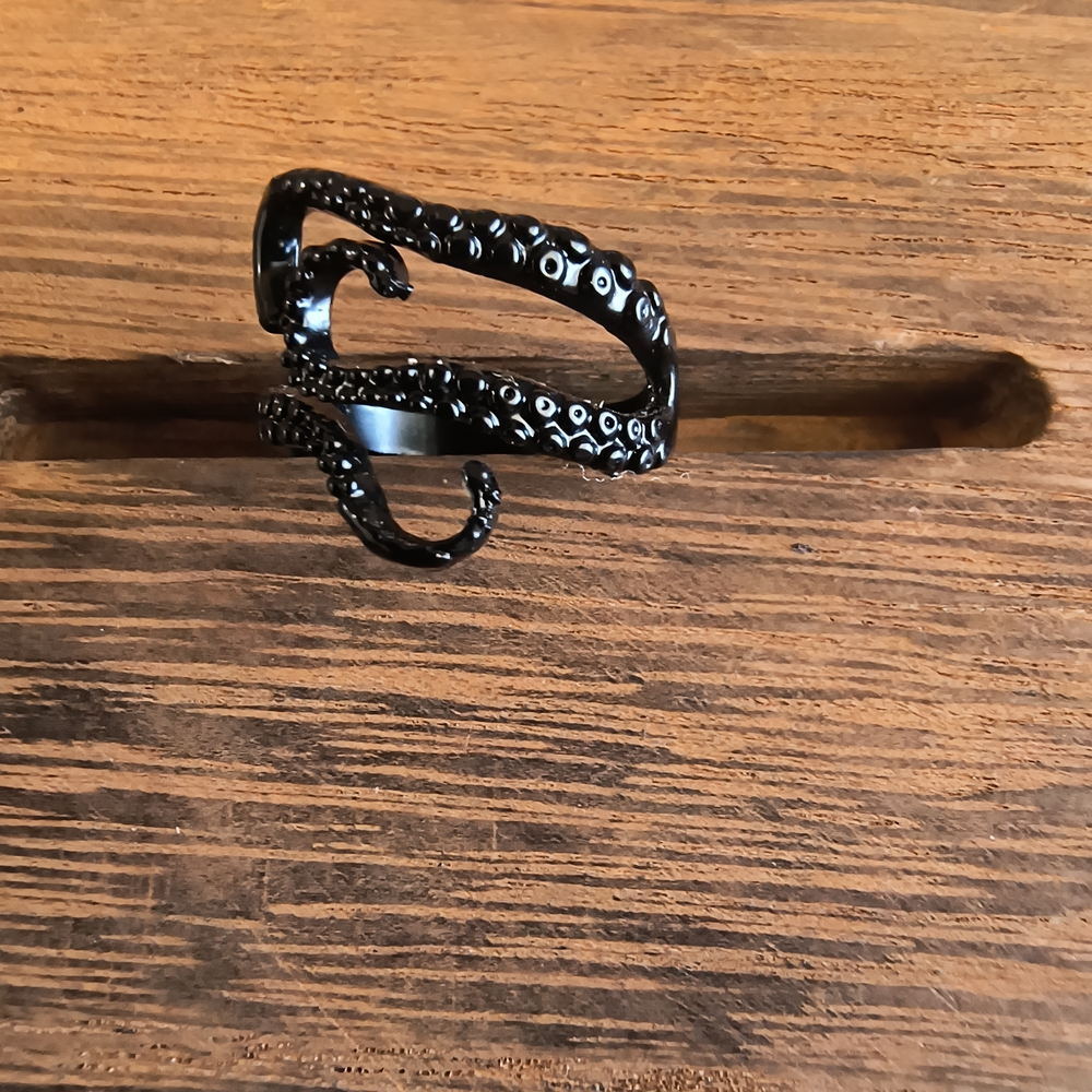 Hand Crafted Black Tentacle Ring